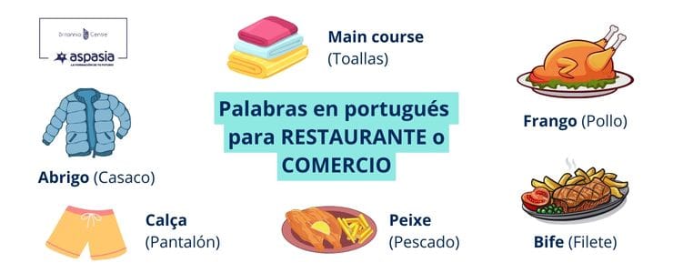 palabras para comercio y restaurante en portugués